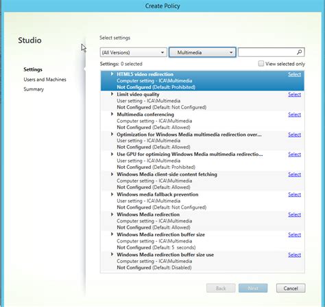 Citrix redirection settings